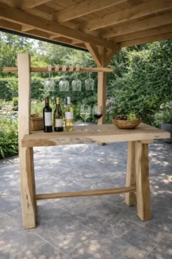Bartafel met wijnrek suar hout