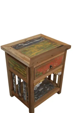 Boten houten nachtkastje met lade