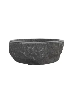 Grijze Marmeren Wasbak – Rond met Ruwe Buitenkant