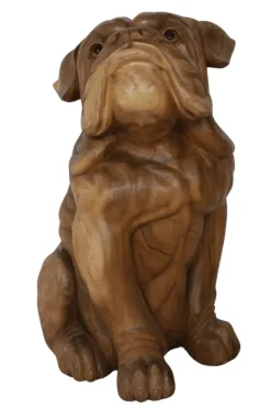 Grote Houten Bulldog – Stoer Houtsnijwerk