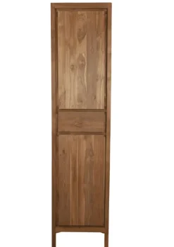 Hoge smalle teak houten badkamerkast 45x35x190 cm