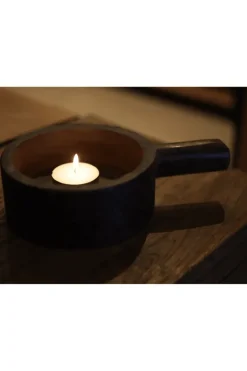 Houten decoratie schaal met handvat