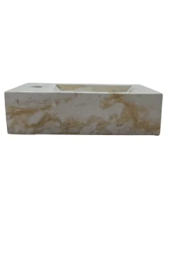 Klein Marmeren Toiletwasbakje – Crème Wit/Beige