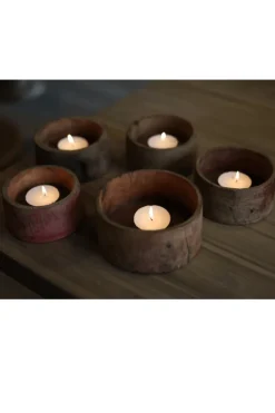 Kleine houten schaaltjes theelicht houders