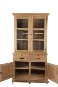 Kleine massief teak vitrinekast 120 cm