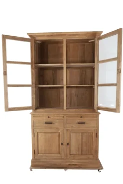 Kleine massief teak vitrinekast 120 cm