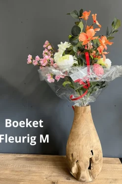 Mooie flessen vaas teak hout