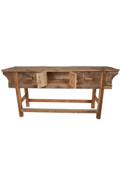 Oude houten sidetable