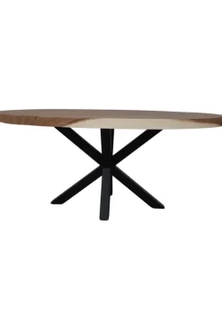 Ovale houten salontafel met metalen spinpoot