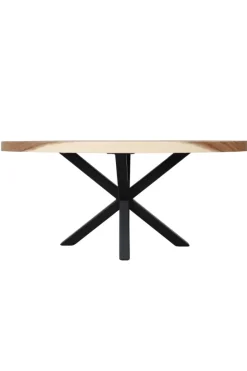 Ovale houten salontafel met metalen spinpoot