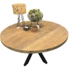 Ronde eettafel van gerecycled teak – Ø140 cm – metalen matrixpoot