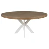 Ronde Massieve Teak Houten Eettafel 160 cm met Witte Kruispoot