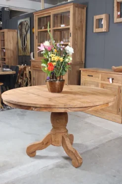Ronde teak eettafel klassieke poot