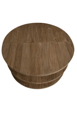 Ronde Teakhouten Salontafel – Uitschuifbaar & Met Plankjes