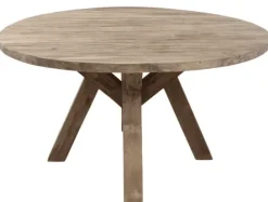 Ronde teakhouten tafel 150 met houten poot