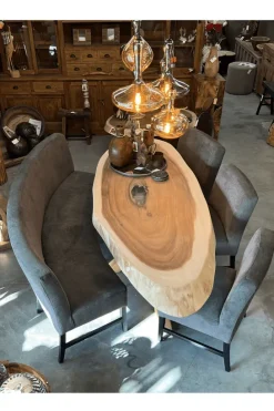 Set van 3 eetkamerstoelen + eetkamerbank ovaal