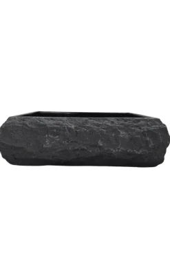 Stoere zwarte natuurlijke wasbak 50×40 cm