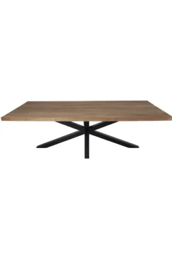 Teak houten eettafel 220 cm met zwart metalen matrixpoot