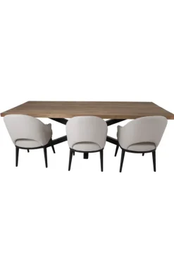 Teak houten eettafel 220 cm met zwart metalen matrixpoot