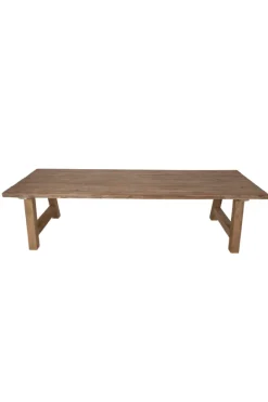 Teak houten eettafel met houten A poten