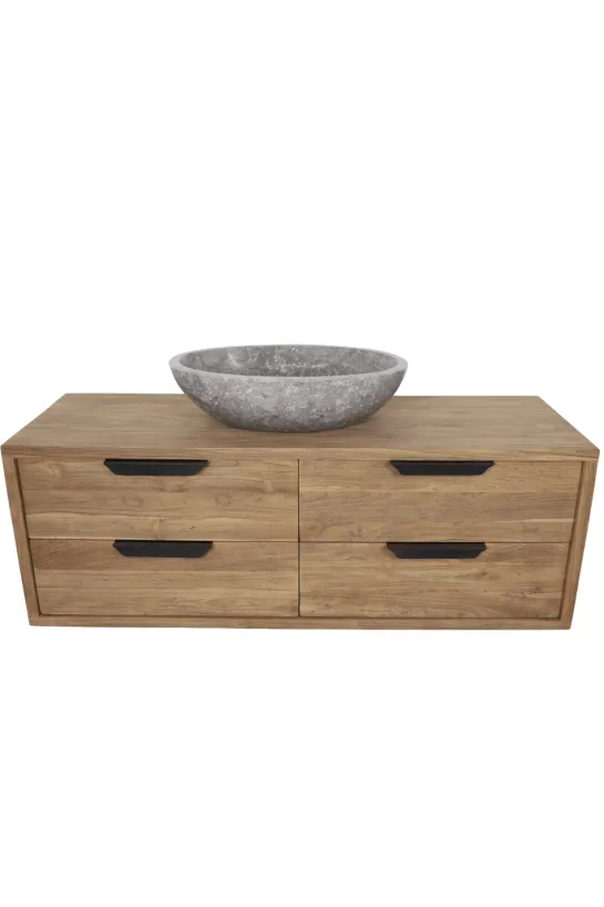 Teak houten Hangend badkamermeubel 140 cm