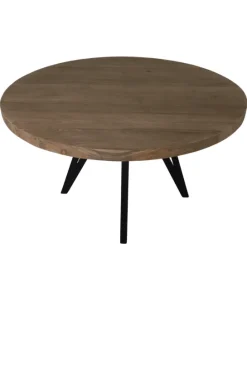 Teak houten ronde eettafel 130 cm met metalen poot