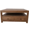 Teak houten salontafel 100x100x45 cm met lades