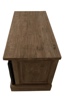 Teak Houten TV-Meubel met Metalen Schuifdeur 90x46x60 cm