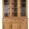 Teak Houten Vitrinekast met 3 Glazen Deuren