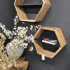 Teak Houten Wandrek – Set van 2 (Zeshoekig)