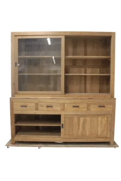 Teak vitrinekast 220 landelijke stijl