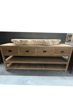 Teakhouten badkamermeubel met lades en planken