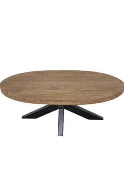 Teakhouten Ovale Salontafel – Landelijk & Industrieel 120×60 cm