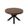 Teakhouten ronde salontafel met metalen spin poot
