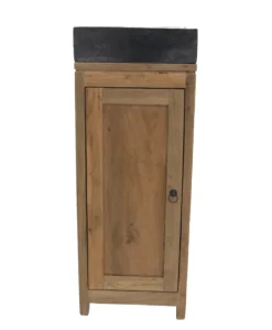 Teakhouten toiletkastje met zwart marmeren wasbakje
