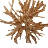 Teakhouten wortel wanddecoratie 200x40x200 cm rond