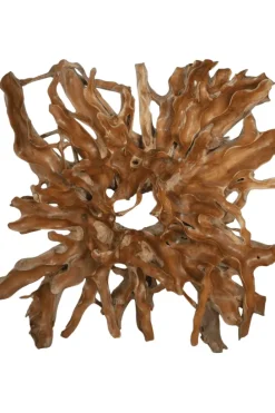 Teakhouten wortel wanddecoratie 200x45x200 cm vierkant