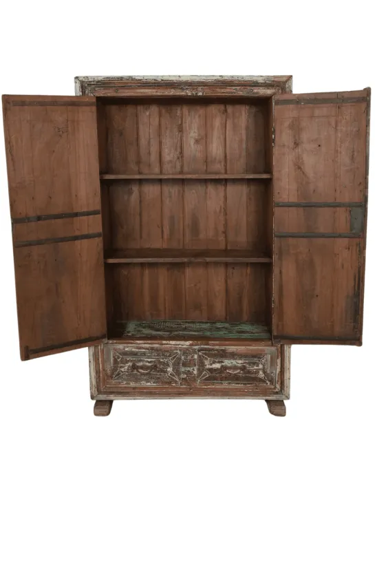 Unieke verweerde Indiase kast – authentiek en stijlvol 90 cm