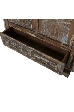 Unieke verweerde Indiase kast – authentiek en stijlvol 90 cm