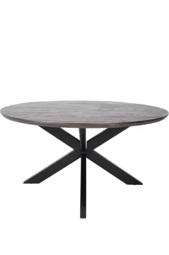 Walnoot bruin kleurige ronde eettafel 130 cm