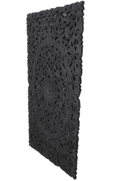Wanddecoratie houtsnijwerk zwart 150×75 cm