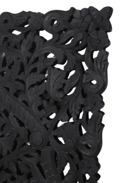 Wanddecoratie houtsnijwerk zwart 150×75 cm