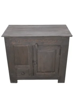 Zwart oud landelijk houten kastje 80x43x70 cm