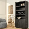 Zwarte boekenkast 90x45x200 cm