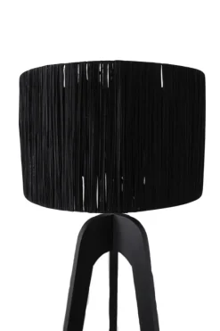 Zwarte Houten Vloerlamp – Minimalistisch & Strak