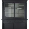 Zwarte landelijke vitrine kast 180 cm