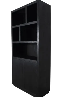 Zwarte smalle vakkenkast mango hout 100 cm breed